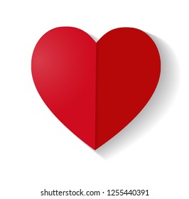 Red Heart Paper cut Vector Illustration.