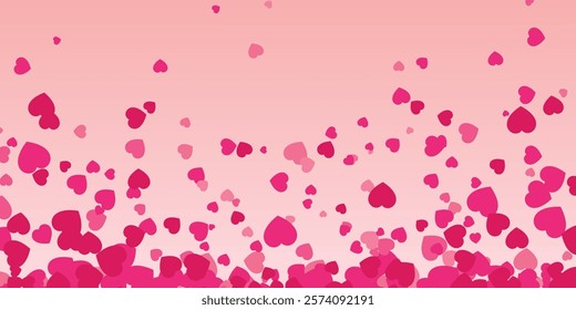 Red heart paper on pink background for Mothers Day and Valentine Day love banner design vector illustration with blank space.Paper hearts. Valentines day poster with flying red heart.