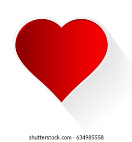 Red Heart Paper Shadow icon vector