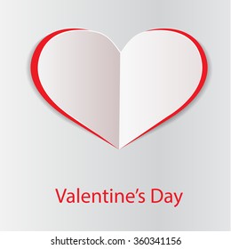 Red Heart Paper  With Shadow - vector illustration Postcard