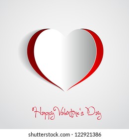 Red Heart Paper Sticker With Shadow - vector illustration Postcard