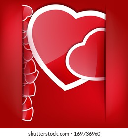 Red Heart Paper Sticker With Shadow Valentine's day. EPS 10 vector file included