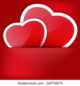 Red Heart Paper Sticker With Shadow Valentine's day. EPS 10 vector file included