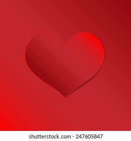 Red Heart Paper Sticker With Shadow Valentine's day vector illustration