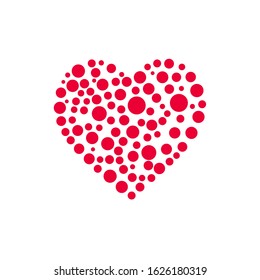 red heart  particle love isolated on white background