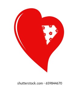 Red heart with a patch, isolated on white background, icon vector illustration  