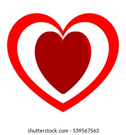 Red heart in the path for the medicine or Valentine's Day. Heart have the volume effect. Vector eps 10