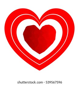 Red heart in the path for the medicine or Valentine's Day. Heart have the volume effect. Vector eps 10