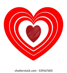 Red heart in the path for the medicine or Valentine's Day. Heart have the volume effect. Vector eps 10