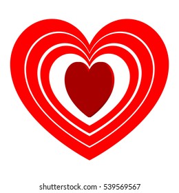 Red heart in the path for the medicine or Valentine's Day. Heart have the volume effect. Vector eps 10