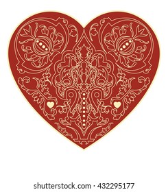 Red heart with pattern