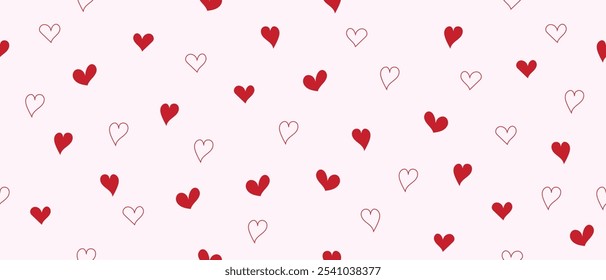 Red heart pattern background on pink background for card, wallpaper,wrapping paper.Vector illustration.