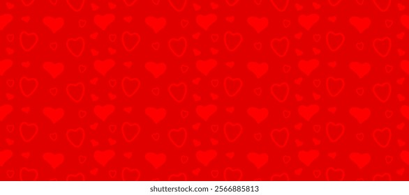 Red Heart Pattern Background. Valentine's Day Wallpaper. Wedding Backdrop. Vector Illustration