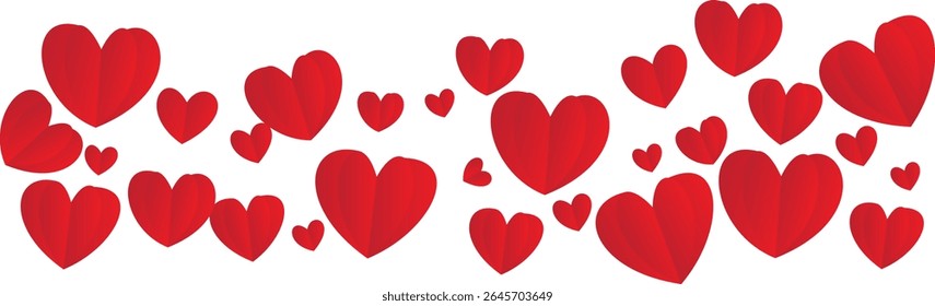 Red Heart Pattern Border on White Background