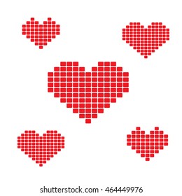 Red Heart pattern isolated on white background-vector