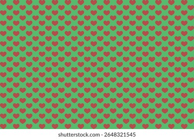 Red Heart Pattern on Light Green Background – Seamless Vector Design