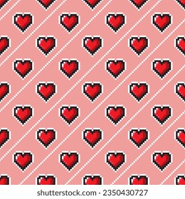 Red heart pattern, pixel style, seamless image, creative printing, screen printing Illustrations or background images of all kinds.
vector work type