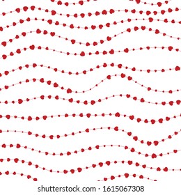 Red Heart Pattern. Valentines Background. Vector