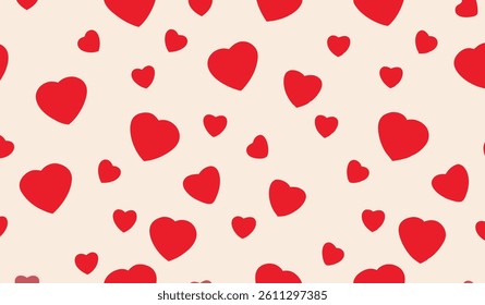 Red Heart Pattern Vector Seamless Background – Romantic Love Design
