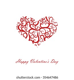 red heart with patterns on Valentine's Day, vector