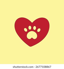 Red heart paw icon vector illustration. World Animal Day 