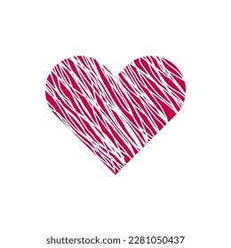 Red heart pen in hand drawn style. Poster design. Vector illustration.