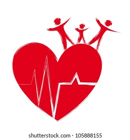 Red Heart People Isolated Over White Stock Vector (Royalty Free ...