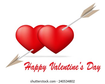 Red heart pierced by arrow with Valentine's Day concept,Vector illustration