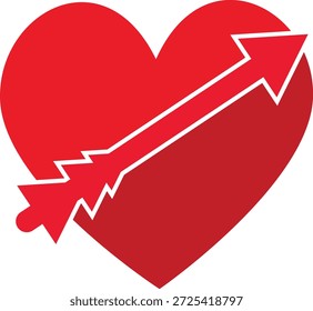Corazón rojo perforado por la flecha Símbolo de amor gráfico trabajo creativo