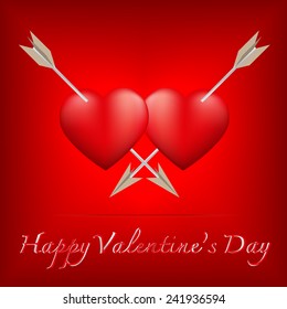 Red heart pierced by two arrow with Valentine's Day concept,Vector illustration