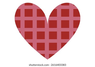 Red Heart with Pink Check Pattern