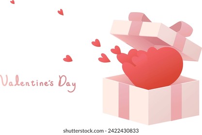 Red heart in the pink gift box.