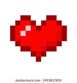 Red Heart pixel art, 8 bit pixel heart, Pixel heart. Pixel heart icon for 8 bit game
