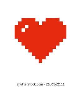 Corazón rojo en el estilo de arte de píxeles. icono de 8 bits. Símbolo de San Valentín. Ilustración del vector