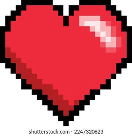 red heart pixel art vector illustration 8 bit