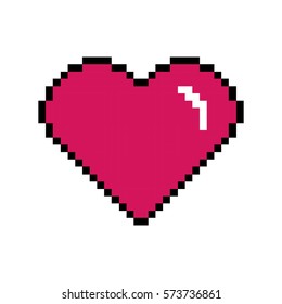 Red heart pixel image with flare