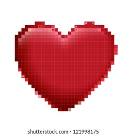 Red heart in pixels