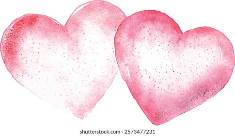 Red heart is placed on a white background, watercolor illustration vector .