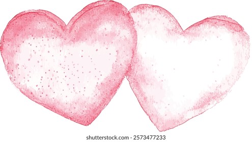 Red heart is placed on a white background, watercolor illustration vector .