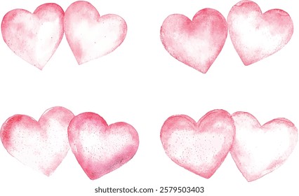 Red heart is placed on a white background, watercolor illustration vector .
