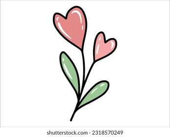 Red Heart plant Icon Illustration
