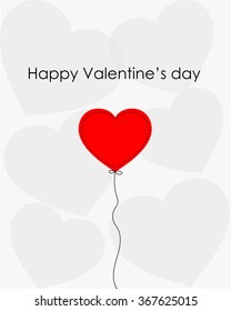 Corazón rojo más seis corazones grises en el fondo con las palabras feliz día de San Valentín