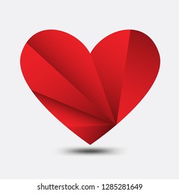 Red heart polygonal vector, heart icon, logo, flat icon for apps and website, love sign, valentine symbol, polygon graphic, eps10