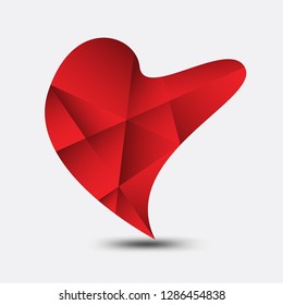Red heart polygonal vector, heart icon, logo, flat icon for apps and website, love sign, valentine symbol, polygon graphic, eps10