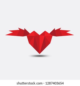 Red heart polygonal vector, heart icon, logo, flat icon for apps and website, love sign, valentine symbol, polygon graphic, eps10