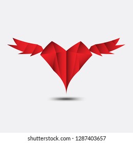 Red heart polygonal vector, heart icon, logo, flat icon for apps and website, love sign, valentine symbol, polygon graphic, eps10