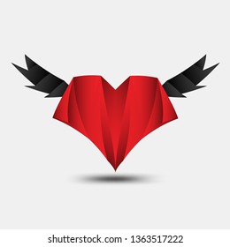 Red heart polygonal vector, heart icon, T shirt logo, flat icon for apps and website, love sign, valentine symbol, polygon graphic, eps10