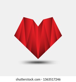 Red heart polygonal vector, heart icon, T shirt logo, flat icon for apps and website, love sign, valentine symbol, polygon graphic, eps10