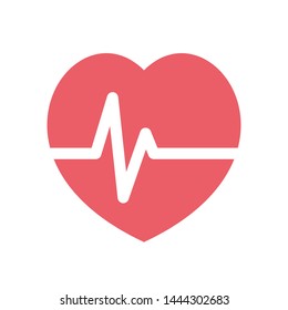 Red heart with pulse / ECG line