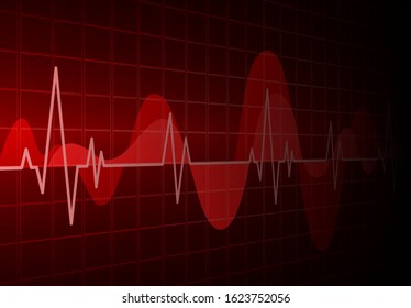 red Heart pulse monitor with signal. Heart beat. ekg icon wave